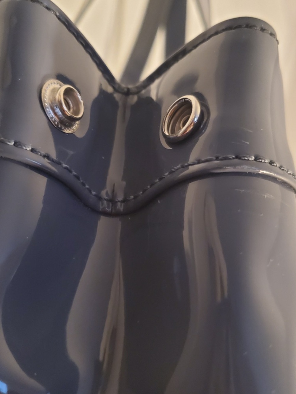 Emporio Armani Glossy Gray Patent Tote with Logo Charm - Picture 6 of 6